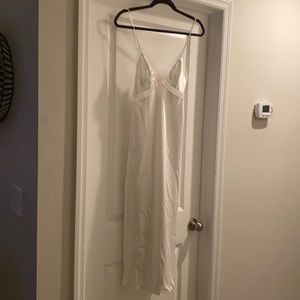 Long Satin Slip with tulle trim.